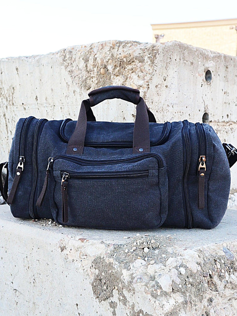 Oversized Military Style Canvas & Leather Duffel Bag - Bearded Pleasures